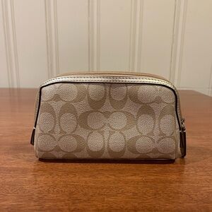 Coach Cosmetic Bag Tan with Gold Trim - Like New